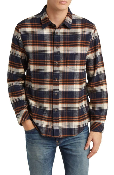 Shop Rails Forrest Plaid Cotton Flannel Button-up Shirt In Oat Umber Steel