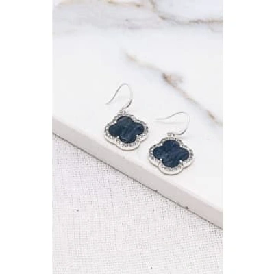 Shop Envy Jewellery Silver Diamante Clover Earrings In Metallic