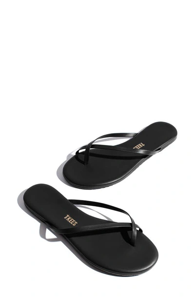Tkees Riley Matte-leather Flip Flops In Black