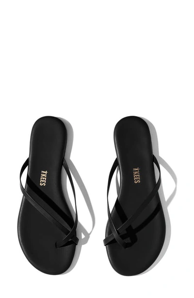 Tkees Riley Matte-leather Flip Flops In Black