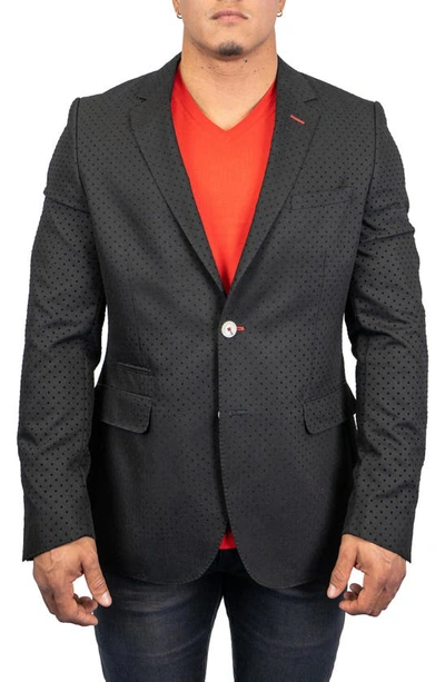 Shop Maceoo Socrates Flocked Dot Sport Coat In Black