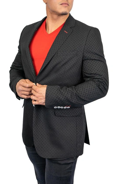 Shop Maceoo Socrates Flocked Dot Sport Coat In Black