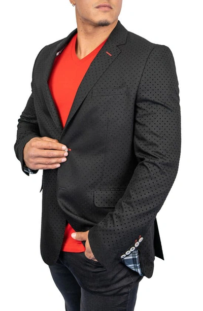 Shop Maceoo Socrates Flocked Dot Sport Coat In Black