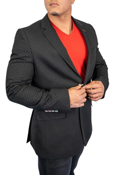 Shop Maceoo Socrates Flocked Dot Sport Coat In Black