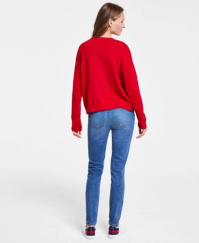 Shop Tommy Hilfiger Womens Heart Sweater Th Flex Waverly Skinny Jeans In Chesapeake Wash
