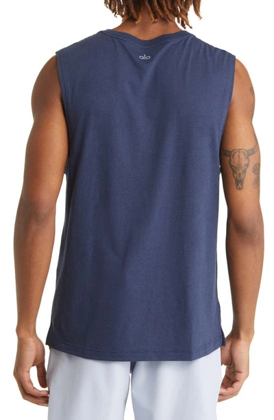Shop Alo Yoga The Triumph Sleeveless T-shirt In Navy