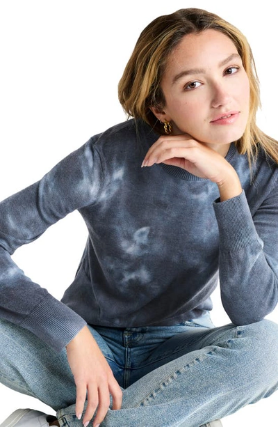 Shop Splendid Madelyn Acid Wash Crewneck Sweater In Navy