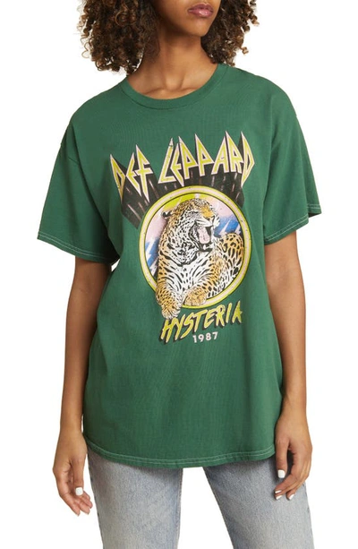 Shop Vinyl Icons Def Leppard Hysteria Cotton Graphic T-shirt In Hunter Green