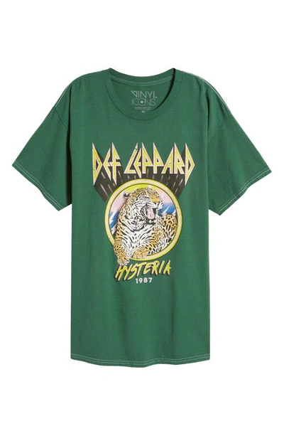 Shop Vinyl Icons Def Leppard Hysteria Cotton Graphic T-shirt In Hunter Green