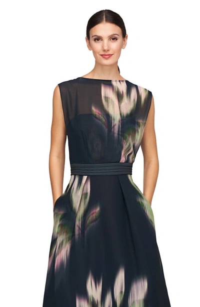 Shop Kay Unger Tess A-line Gown In Black/ Green