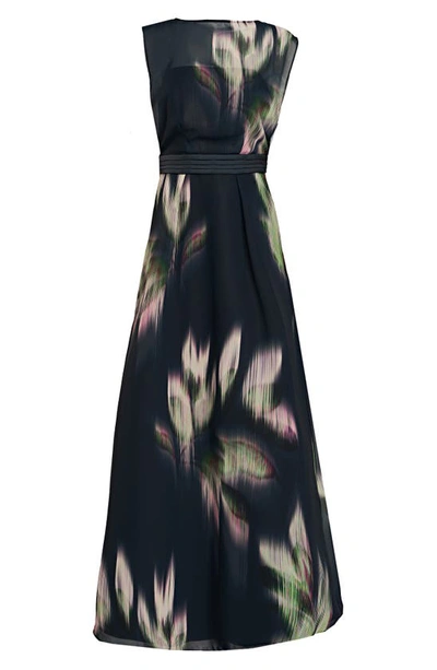 Shop Kay Unger Tess A-line Gown In Black/ Green
