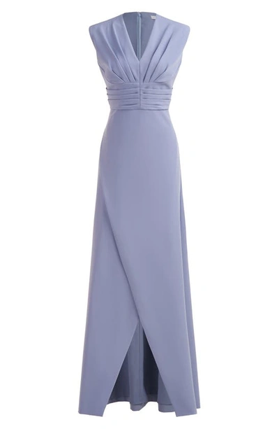 Shop Kay Unger Melora Pleat Bodice Gown In Cornflower