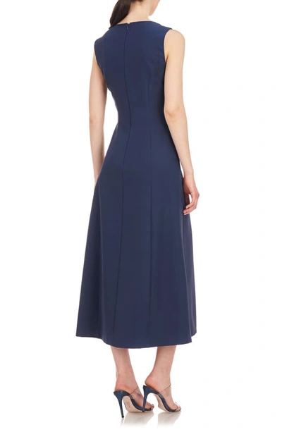 Shop Kay Unger Danette Pleat Detail A-line Dress In Slate