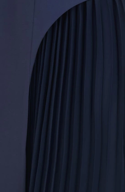 Shop Kay Unger Danette Pleat Detail A-line Dress In Slate