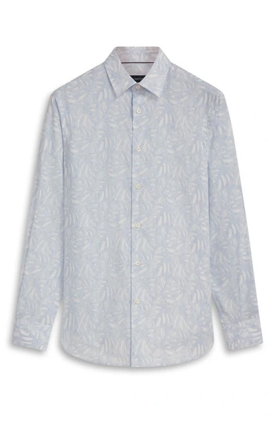 Shop Bugatchi Julian Shaped Fit Floral Stretch Cotton Button-up Shirt In Air Blue