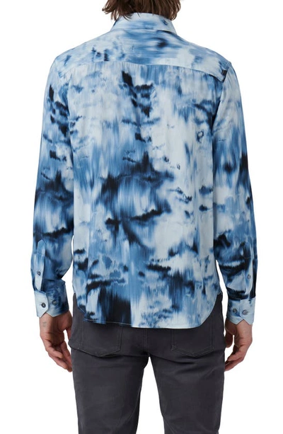 Shop Bugatchi Julian Shaped Fit Abstract Airbrush Print Button-up Shirt In Dusty Blue