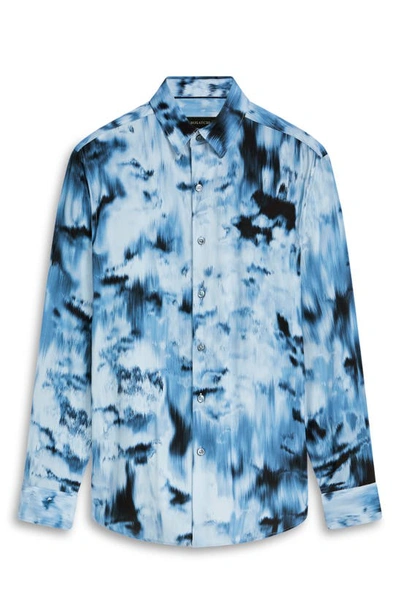 Shop Bugatchi Julian Shaped Fit Abstract Airbrush Print Button-up Shirt In Dusty Blue