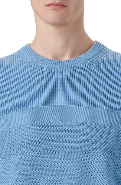 Shop Bugatchi Mixed Stitch Cotton Sweater In Air Blue