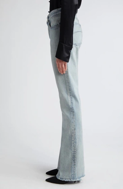 Shop Balenciaga High Waist Denim Bootcut Pants In Dirty Blue