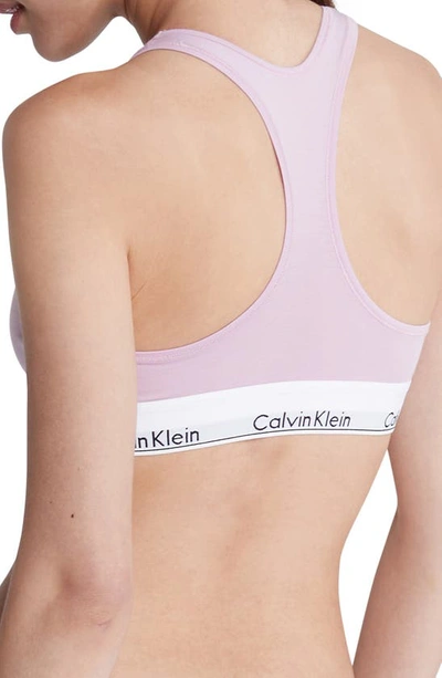 Shop Calvin Klein Modern Cotton Collection Unlined Cotton Blend Bralette In Ftw Mauve Mist
