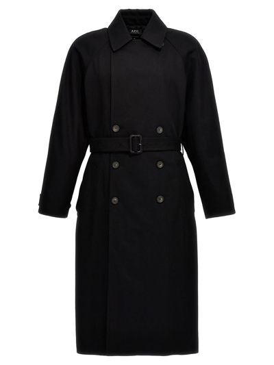 Shop Apc A.p.c. 'lou' Trench Coat In Black