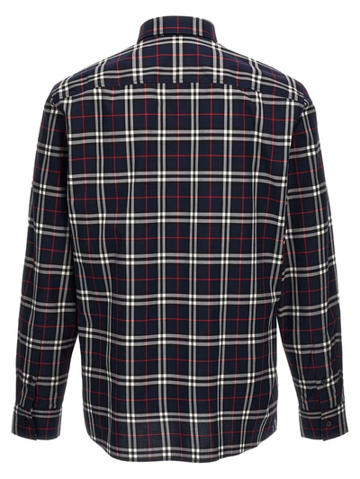 Shop Burberry Check Shirt In Blue