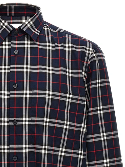 Shop Burberry Check Shirt In Blue