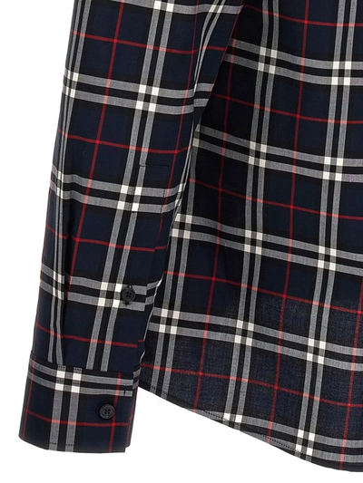 Burberry Plaid Check Shirt With Chest Pocket In Blue