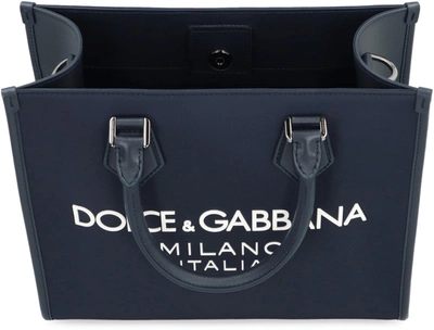 Shop Dolce & Gabbana Nylon Tote In Blue