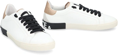 Shop Dolce & Gabbana Portofino Leather Sneakers In White