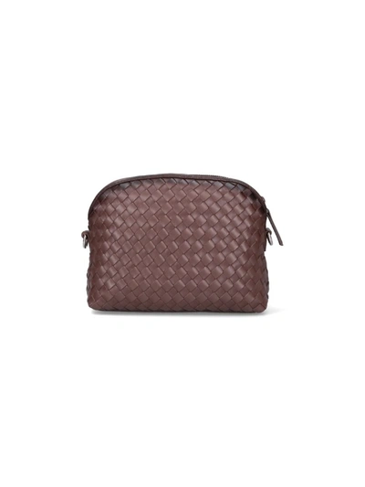 Dragon Diffusion Rectangular Woven Texture Shoulder Bag In Brown
