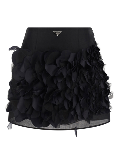 Shop Prada Mini Skirt In Black
