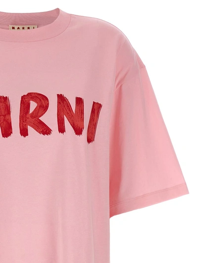 Shop Marni Logo Print T-shirt In Pink