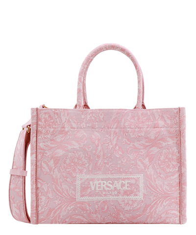 Shop Versace Athena Barocco Tote Bag In Pink