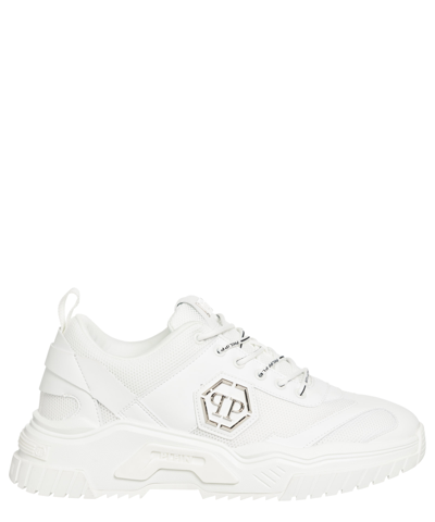 Philipp Plein White Technical Fabric Predator Sneakers In White