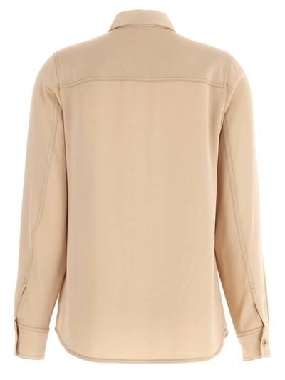 Michael Kors Blouse With Rear Yoke And Buttoned Angle Cuffs In Beige