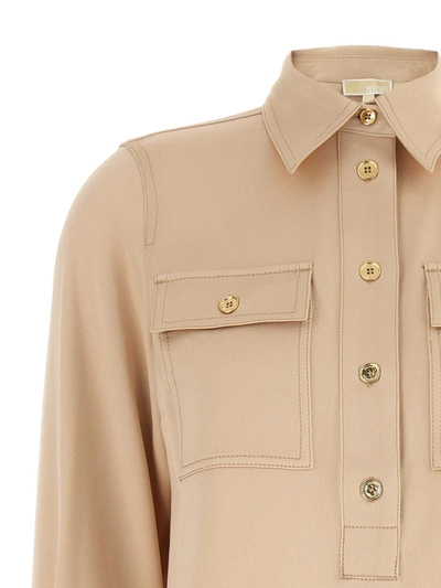 Michael Kors Blouse With Rear Yoke And Buttoned Angle Cuffs In Beige