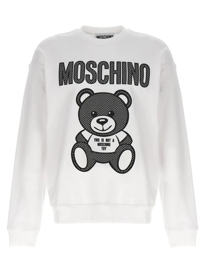 Shop Moschino 'teddy' Sweatshirt In White/black