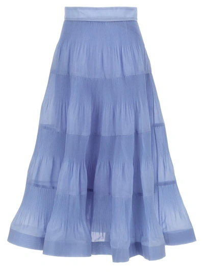 Shop Zimmermann 'pleated Midi' Skirt In Blue