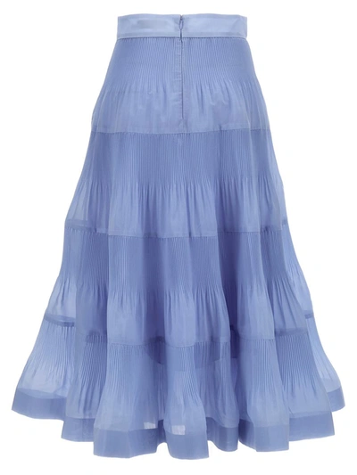 Shop Zimmermann 'pleated Midi' Skirt In Blue