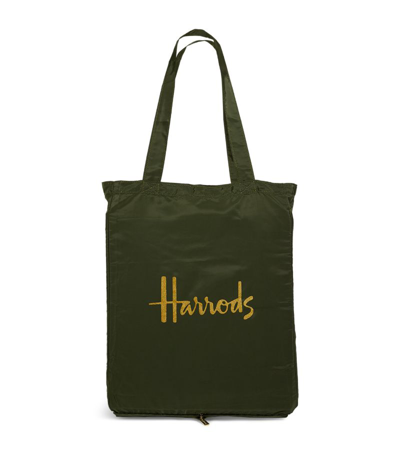 Shop Harrods Recycled Logo Pocket Shopper Bag In Green