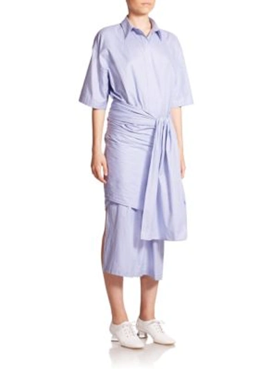 Shop Stella Mccartney Martine Dogtooth Wrap Dress In Light Blue
