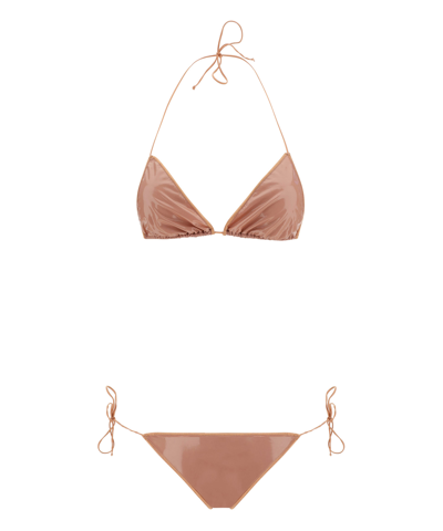 Shop Oseree Latex Bikini In Pink