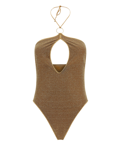 Shop Oseree Lumiere Ring Maillot Swimsuit In Brown