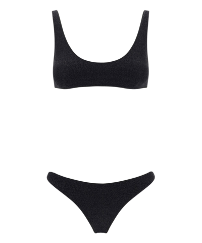 Shop Oseree Lumiere Bra Sporty Bikini In Black