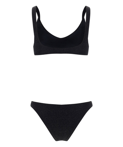 Shop Oseree Lumiere Bra Sporty Bikini In Black