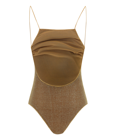 Shop Oseree Lumiere Maillot Swimsuit In Brown