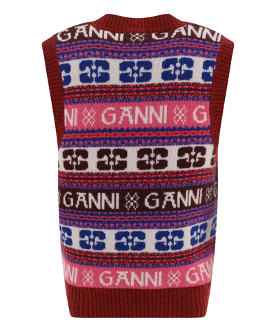 Shop Ganni Logo Waistcoat In Multicolor