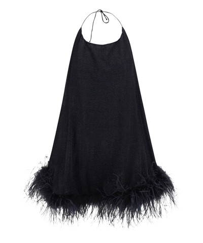 Shop Oseree Lumiere Plumage Mini Dress In Black