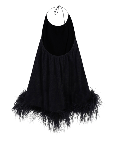 Shop Oseree Lumiere Plumage Mini Dress In Black